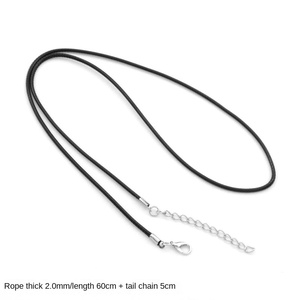 Zhubi 공장 도매 두꺼운 2.0mm 왁스 로프 링크 체인 주요 재료 합금 가죽 액세서리와 블랙 DIY 펜던트 목걸이 - Product Image 3