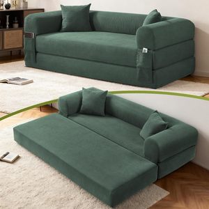 Convertible Folding <b>Sofa</b> <b>Bed</b>,80" Pull Out Couch with Pillows & <b>Storage</b> Pocket,Modular Futon <b>Bed</b> Corduroy Queen Sleeper <b>Sofa</b> - Product Image 2