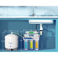 Système de filtration d'eau à 7 étapes 400 GPD PP+UDF+CTO+RO+T33+Minéralisé + Alcalin, pour eau potable directe avec pompe