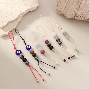 Breloques et pendentifs pour téléphone portable et porte-clés, motif œil protecteur, en cristaux naturels de guérison, avec cordon de suspension - Product Image 1