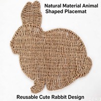 Napperon Naturel Écologique en Herbe Tressée, Formes Lapin, Poisson, Fleur et Feuille, Design Unique et Charmant