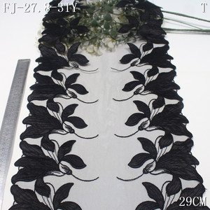 Pizzo Francese Ricamato al Laser 29cm Personalizzato Nero Rosso Blu Eco Design Fiore di Giglio in Raso Ricamo su Rete per Lingerie Femminile - Product Image 2