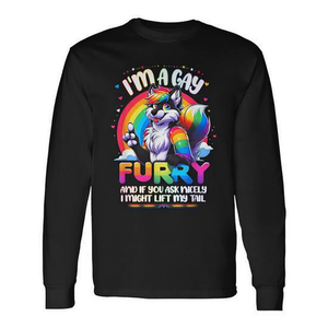 I'm A Gay Furry Rainbow Fox <b>Wolf</b> Long Sleeve <b>T</b>-<b>Shirt</b> Pride Month Fandom - Product Image 2