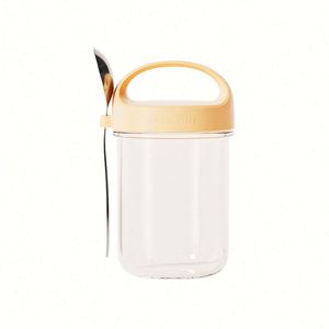 Bocaux Mason en verre portables de 16 oz pour petit-déjeuner, avec couvercles et cuillères réutilisables en plastique pour overnight oats - Product Image 4