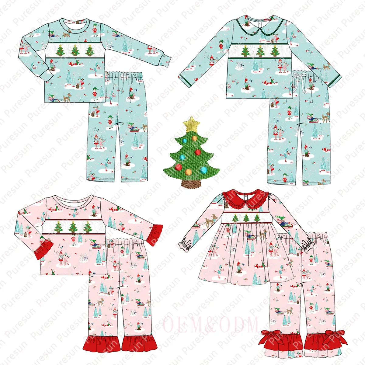 Puresun 100% Baumwolle neuesten Design gekleidet Kinder kleidung Großhandel Weihnachts outfit gekleidet Kinder kleid