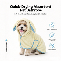 Peignoir de bain pour animaux de compagnie en polaire corail, anti-peluchage, séchage rapide, oreilles de lapin, lavable en machine, pour usage intérieur - Vente en gros G-Factory