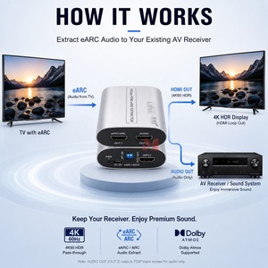 Extracteur audio <span class=keywords><strong>HDMI</strong></span> 2.0b <span class=keywords><strong>EARC</strong></span> LINK-MI 18 Gbps, 4K60Hz HDCP 2.3, convertisseur ARC, séparateur audio, boîtier en alliage d'aluminium pour AV - Product Image 2
