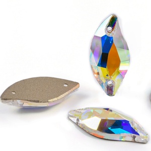 OLeeya K9 Quality Leaf <b>Sewing</b> Gemstone AB Crystal Sparkle Glass Flat Back Sew on Rhinestone for Garment Accessories - Product Image 4