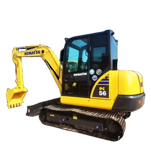 Excavadora Usada Komatsu PC56 5T con Orugas de Goma, Mini Excavadora Original de Japón con Cucharón de 0.2m³ y Accesorio de Pulgar Hidráulico - Product Image 1