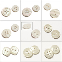 Bouton de chemise en résine à effet nacré blanc, rond, personnalisé avec logo, 10 mm, 11,5 mm, 12,5 mm, 2 trous, 4 trous, pour vêtements