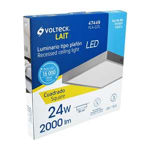 Volteck PLA-221L moderna plafoniera a LED quadrata 24W 6500K copertura in acrilico grigio acciaio inossidabile e plastica interruttore di Base controllato - Product Image 1