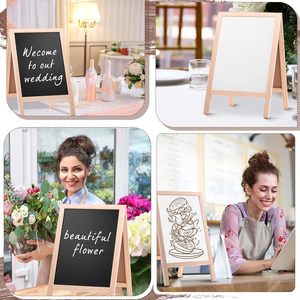 <span class=keywords><strong>Tableau</strong></span> <span class=keywords><strong>noir</strong></span> double face en bois sur support en A pour table, restaurant, mariage, entreprise - Product Image 6