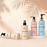 Bouteille en plastique beige en PEHD à épaule plate, couleur personnalisée, pour shampoing, après-shampoing et lotion, avec pompe à lotion, 500 ml, 1000 ml