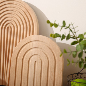 Nordic Style Beechwood Serving <b>Tray</b> With Ripple Design For Hotel Food Coffee Tea Presentation - Product Image 4