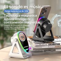 Haut-parleur intelligent magnétique InductionSound 15W avec charge sans fil, affichage de l'heure LED RGB et contrôle tactile pour 5.3