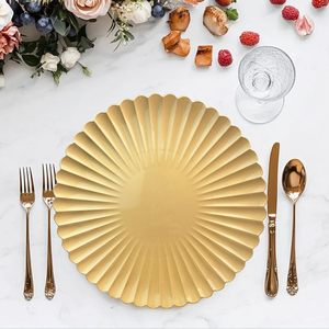 Sottopiatto in Plastica con Bordo Smerlato 13\" <span class=keywords><strong>Oro</strong></span>, <span class=keywords><strong>Sottopiatti</strong></span> Rosa per Matrimoni, Sottopiatto Dorato per Decorazione Tavola - Product Image 5