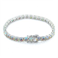 Bracelet tennis en argent S925 avec moissanite colorée de 5 mm, pierres précieuses arc-en-ciel, bijoux fins haut de gamme, vente en gros