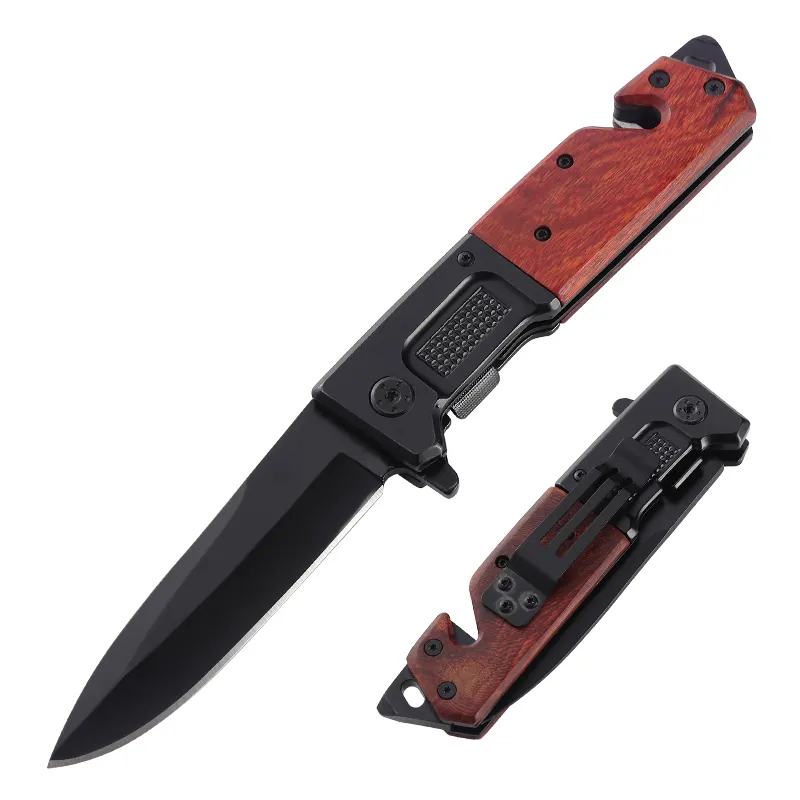 Factory Sell Sharp Folding Knife For Hunting 3cr13 Stainless Steel Blackening Wood Pocket Knife Outdoor Survival Tactical Knife