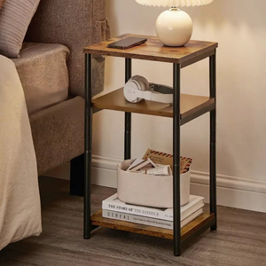 Tavolino da Caffè Multifunzionale a 3 Ripiani, Design <span class=keywords><strong>Industriale</strong></span> in Finto Legno e Metallo, Smontabile, Design Moderno per <span class=keywords><strong>Arredamento</strong></span> <span class=keywords><strong>Soggiorno</strong></span> - Product Image 2