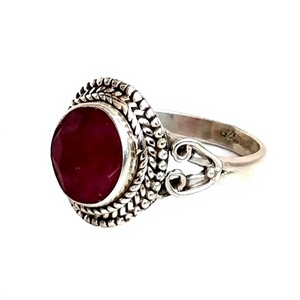 Oxidized Finish 925 Sterling Silver <b>Ring</b> Vintage Bohemian India Ruby Gemstone Handmade Wholesale <b>Indian</b> Jewelry - Product Image 4