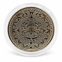 Pièce de monnaie prophétique du calendrier maya 2026, relief 3D, plaqué or et argent, en fer, 2 couleurs, avec boîte de présentation
