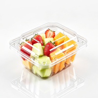 Conteneur à fruits en PET transparent avec base noire et couvercle en dôme transparent, 2 compartiments, jetable, écologique, qualité alimentaire, pour sushis, nouilles, OEM personnalisé