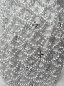 Vestido de novia de <span class=keywords><strong>sirena</strong></span> de África, vestido de tul con mangas bordadas, perlas de cristal brillantes y lentejuelas - Product Image 4