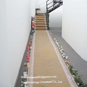 Tapis de couloir de mariage en toile de jute naturelle de 40 pouces avec dentelle pour un thème vintage - Product Image 4