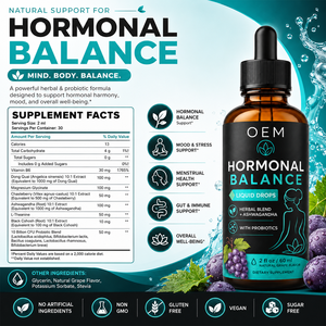 Oem Private Label 60ml Women's Female Hormone Balance Drink Drops Herbal Pms And <b>Menopause</b> Liquid Drops Supplements For Women - Product Image 3