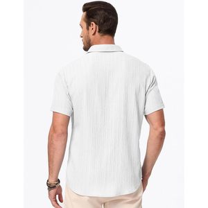 Chemise décontractée pour homme FOXA à manches courtes, chemise de plage d'été, chemise texturée avec poche - Product Image 2