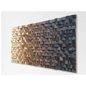 Arte geométrico de madera para pared, decoración de pared de madera, pieza rústica moderna