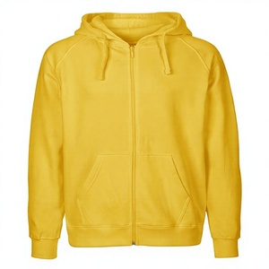 Sudadera con Capucha Amarilla para Hombre, Cierre de Cremallera, Corte Regular, Estilo Casual para Otoño, 100% Algodón, Tejido French Terry, Color Sólido - Product Image 3