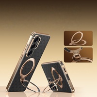 Étui de protection électroplaqué en cuir imprimé avec support pour Samsung S26 Ultra, compatible avec Samsung S25 S24 S23