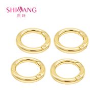 En stock, Boucles annulaires métalliques dorées à ouverture facile, clips à ressort circulaires pour sacs DIY, accessoires de quincaillerie pour porte-clés
