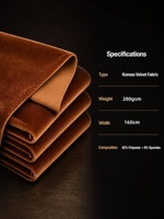 Tela de Terciopelo Coreano de 280g, Tela de Terciopelo Elástica de Gran Peso, Tela de Terciopelo Suave y Afelpada, Teñida a Medida, Lavable, para Abaya y Kaftan