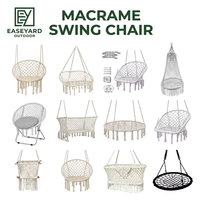 Fauteuil suspendu avec coussin rond, hamac en macramé pour l'intérieur et l'extérieur