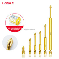 Embouts de tournevis Phillips PH2 durables en acier S2 doré antidérapants, en acier trempé pour perceuse manuelle et électrique, revêtement TiN, DIY, OEM