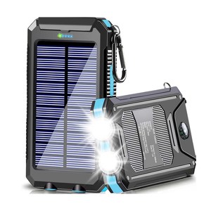 Cargador de Energía Solar Inalámbrico para Teléfono Inteligente, Banco de Energía Pequeño de 33800 mAh, Cargador de Teléfono Móvil, Luz de Emergencia para Camping, Banco de Energía LED para Exteriores - Product Image 1