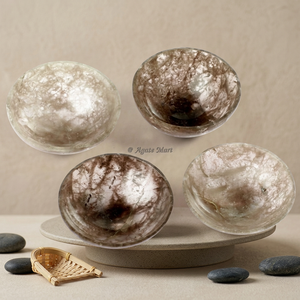 Cuenco de Ágata Ahumada Estilo Feng Shui Hecho a Mano, con Grabado de Amor, para Decoración del Hogar - Product Image 1