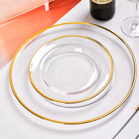Assiettes de présentation rondes en verre de luxe faites à la main, de 16 à 33 pouces, avec bordure dorée et noire, pour mariages et réceptions, vente en gros