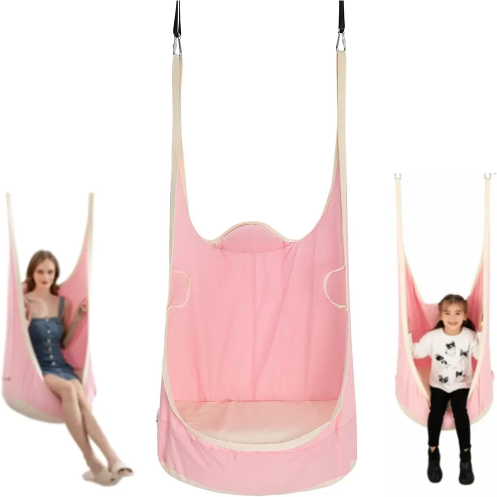 Durable Hanging Pod Seat Kids Adults Portable Indoor Outdoor Garden Decor Rest Bed Inflatable Cushion Plush Hammock Chair Swing