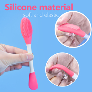 Pinceau de maquillage en silicone plat double face pour anticernes et fond de teint, nettoyage du visage, emballage cosmétique - Product Image 2