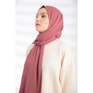 Hijab Elegante de Crepé, Color Sólido, Rayón, Uso Diario, Estilo de Medio Oriente, Corte Regular, Rosa Thistle - Product Image 2