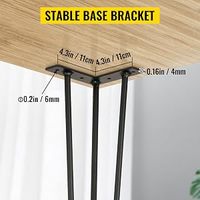 Pieds de table en métal noir, base incurvée en fer pour table basse, table de chevet, bureau, DIY