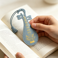 Marque-page chinois Pipa en cuir PU, forme d'instrument traditionnel, marque-page classique pour lecteurs