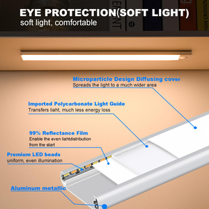 Éclairage intérieur ultra-fin, 3 couleurs, à intensité variable, rechargeable par USB 5V, lumière LED à détecteur de mouvement pour armoire de cuisine, placard, garde-robe - Product Image 4