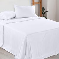 50% coton 50% polyester 180TC drap de lit blanc hôpital Twin XL draps plats