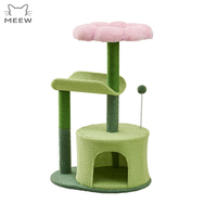 Árbol para Gatos con Diseño de Flor para Espacios Pequeños, Ecológico, Duradero, de Madera y Cartón, con Peluche, Rascador y Mini Centro de Actividades para Gatitos