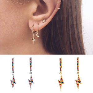 Pendientes de Plata de Ley S925 con Diamantes de Color y Diseño de Rayo, ROXI, Gran Venta - Product Image 5