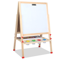 Planche à dessin pour enfants Livre effaçable en bois Tableau noir magnétique double face Tableau d'écriture en bois pour dessin à la maison